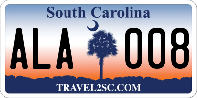 SC license plate ALA008