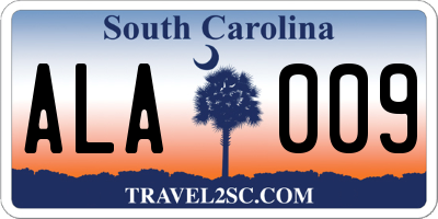 SC license plate ALA009