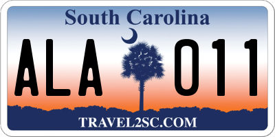 SC license plate ALA011
