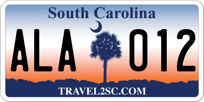 SC license plate ALA012