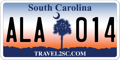 SC license plate ALA014