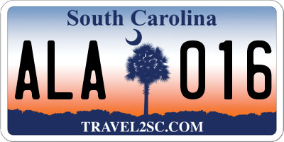 SC license plate ALA016