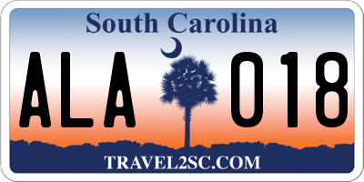 SC license plate ALA018