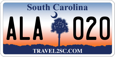 SC license plate ALA020