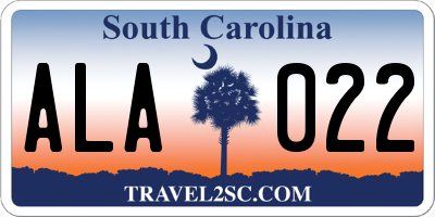 SC license plate ALA022