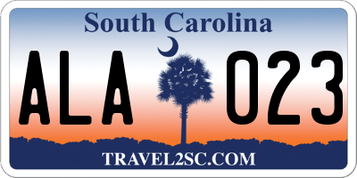 SC license plate ALA023