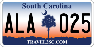 SC license plate ALA025