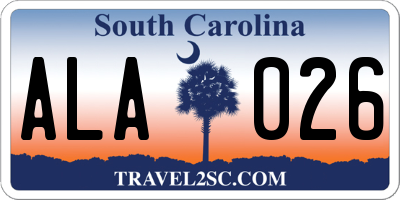 SC license plate ALA026