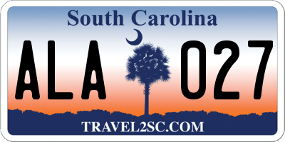 SC license plate ALA027