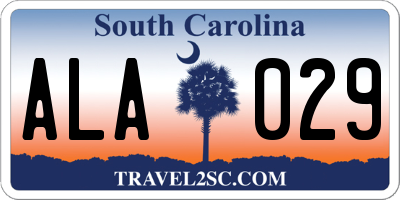 SC license plate ALA029