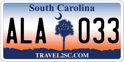 SC license plate ALA033