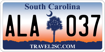 SC license plate ALA037