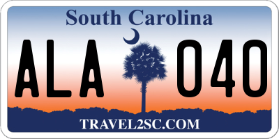 SC license plate ALA040