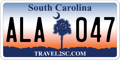 SC license plate ALA047