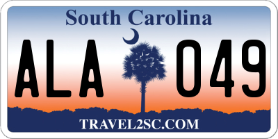 SC license plate ALA049