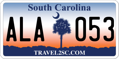 SC license plate ALA053
