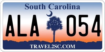 SC license plate ALA054