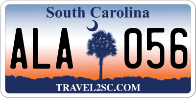 SC license plate ALA056