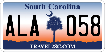 SC license plate ALA058