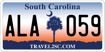 SC license plate ALA059