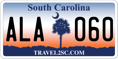 SC license plate ALA060