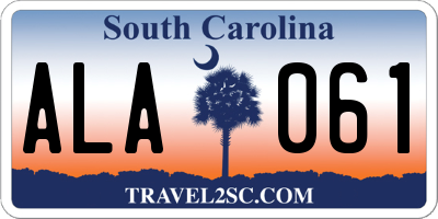 SC license plate ALA061