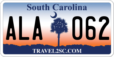 SC license plate ALA062