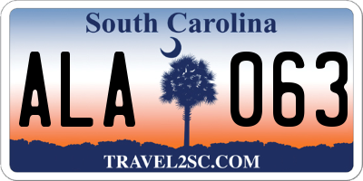 SC license plate ALA063