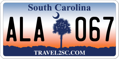 SC license plate ALA067