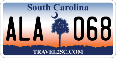SC license plate ALA068