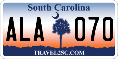 SC license plate ALA070