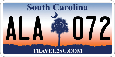SC license plate ALA072