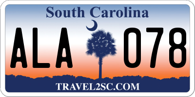 SC license plate ALA078