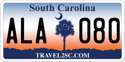 SC license plate ALA080