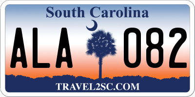 SC license plate ALA082