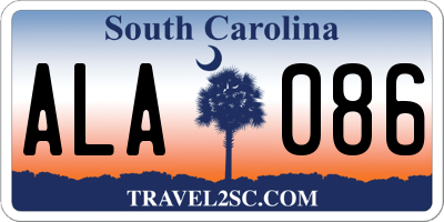 SC license plate ALA086