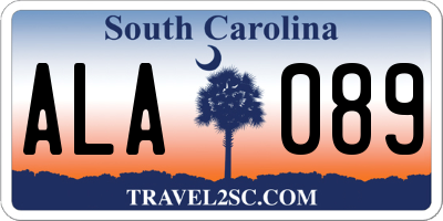 SC license plate ALA089
