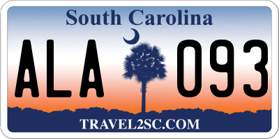 SC license plate ALA093