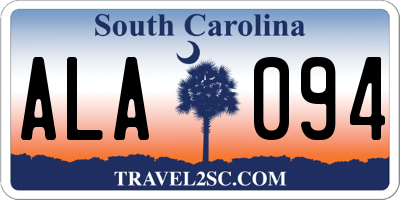 SC license plate ALA094