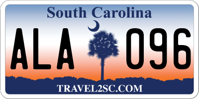 SC license plate ALA096