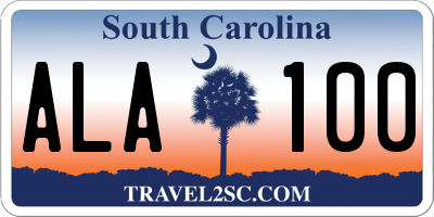 SC license plate ALA100