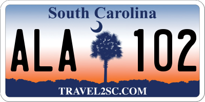 SC license plate ALA102