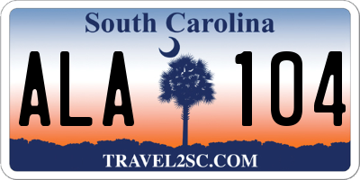 SC license plate ALA104