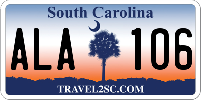 SC license plate ALA106
