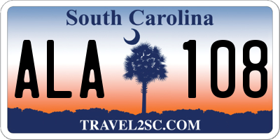 SC license plate ALA108