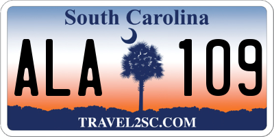 SC license plate ALA109