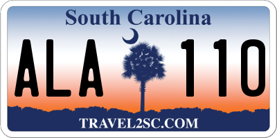 SC license plate ALA110