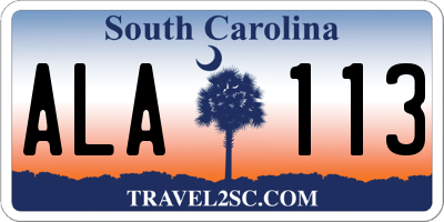 SC license plate ALA113