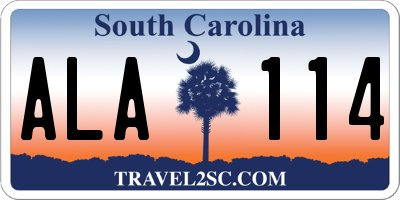 SC license plate ALA114