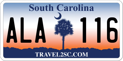 SC license plate ALA116